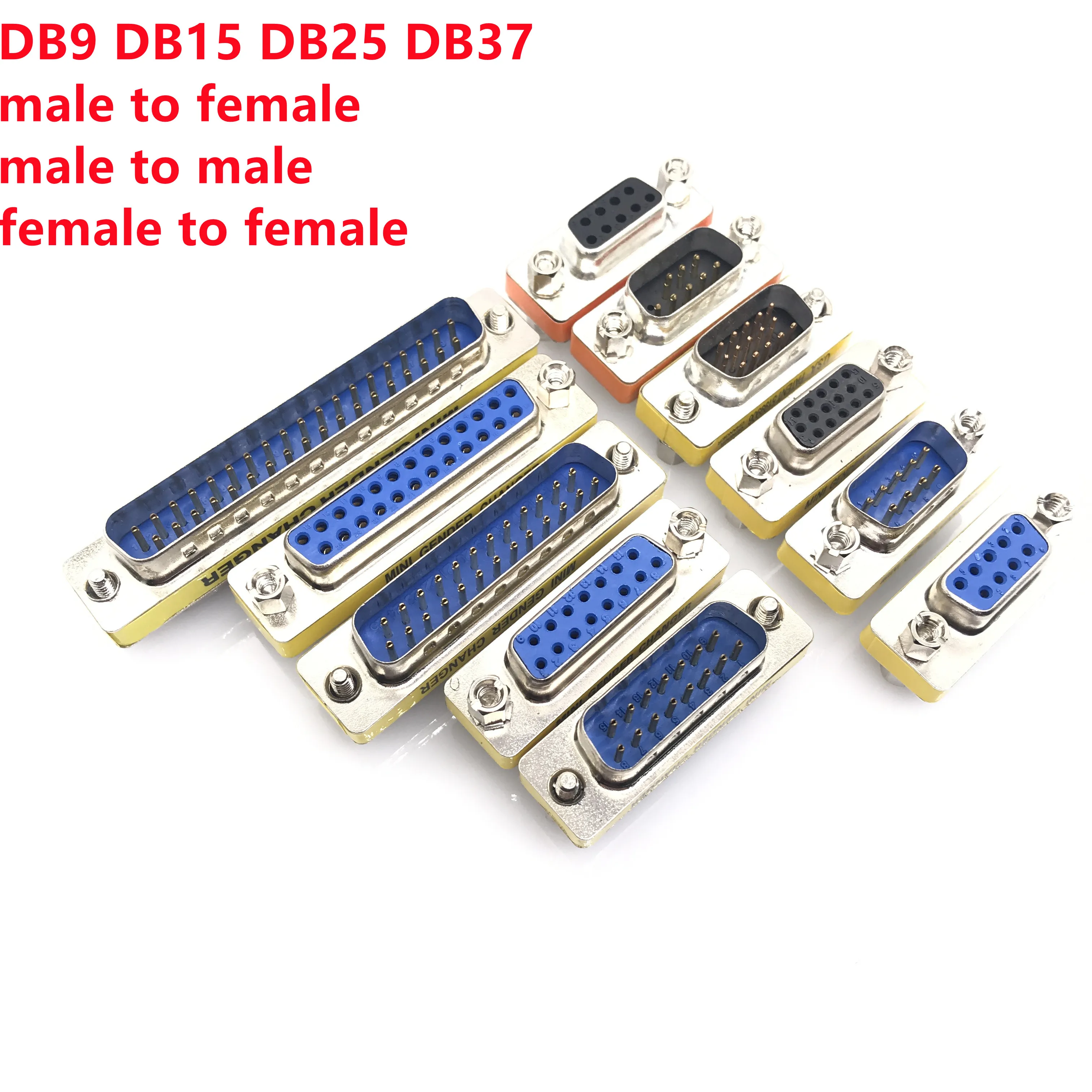 DB15 DB25 DB37 9/15/25/37 pin female to female/male to male Null RS232 serial port com CONNECTOR Mini Gender Changer adapter