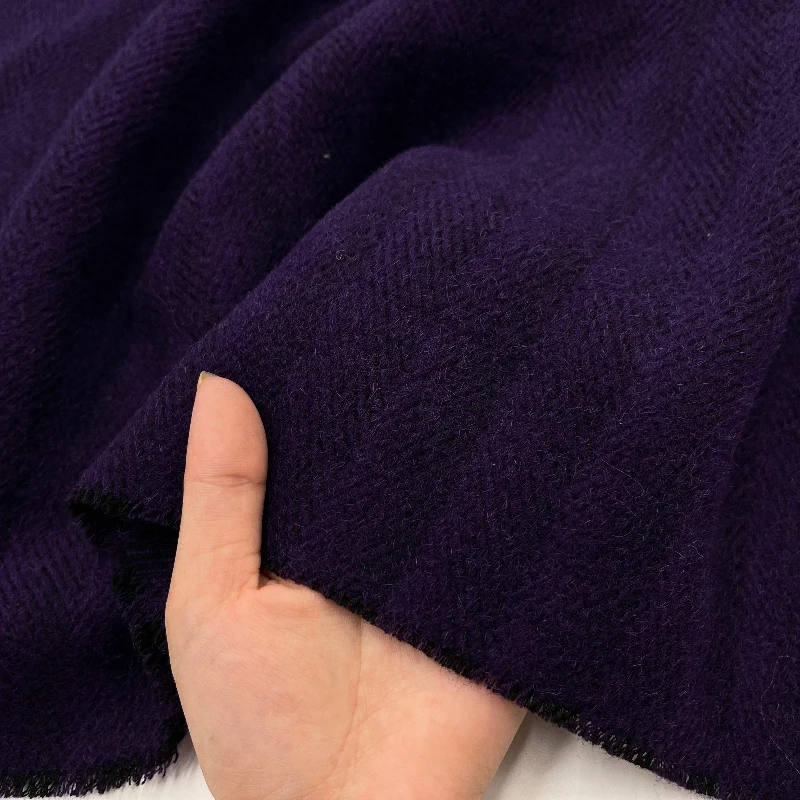 

Brushed Herringbone Wool Cashmere Fabric Deep Purple Winter Coat Overcoat Material Vest Textile Thickened Apparel Autumn Winter