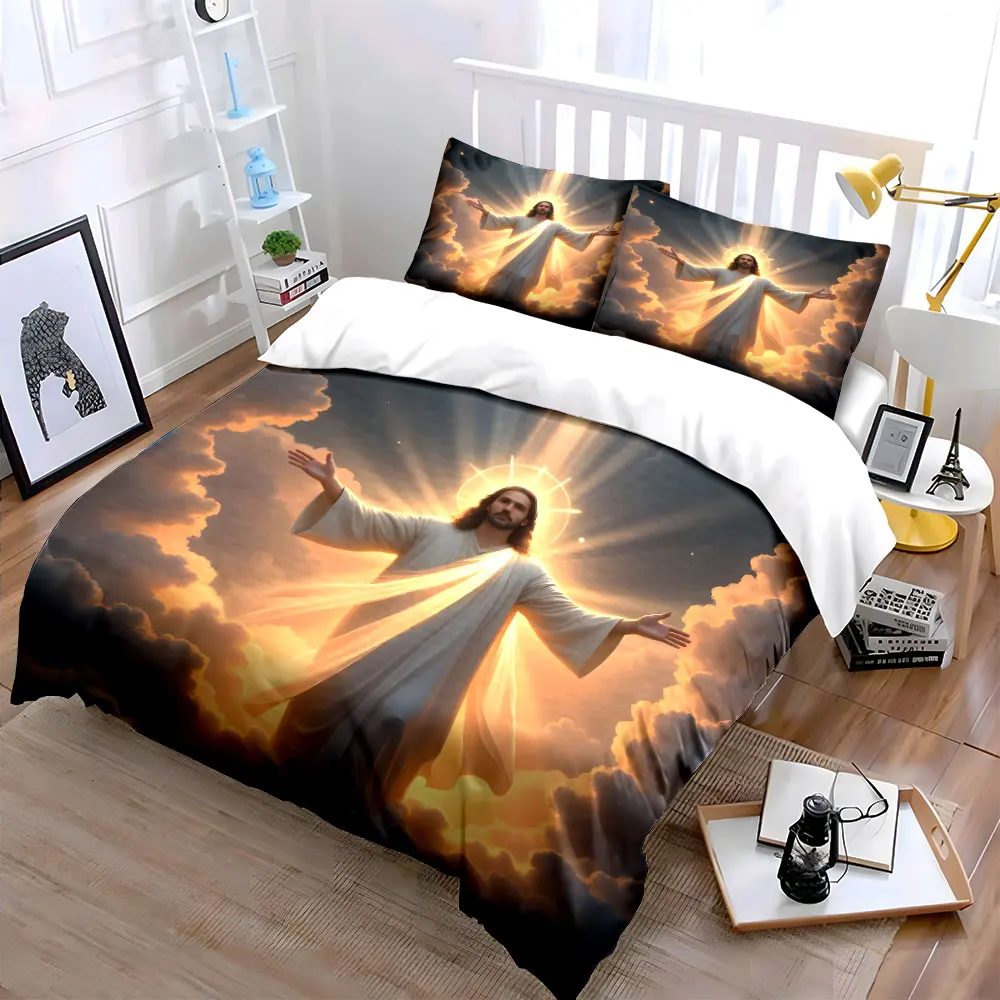Glorious Divine Figure Duvet Cover Set with 3D Printing Design Soft Polyester Bedding Set All-Season Comfort Machine Washable