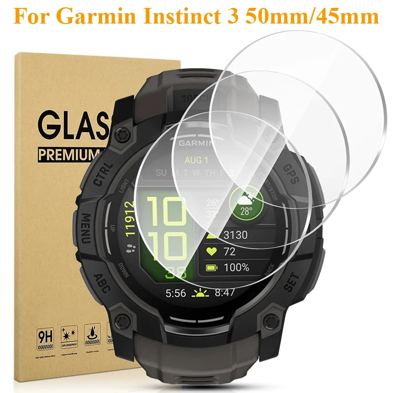 Protector de pantalla para Garmin Instinct 3 AMOLED SOLAR 50mm 45mm, película protectora de vidrio templado para reloj, accesorios