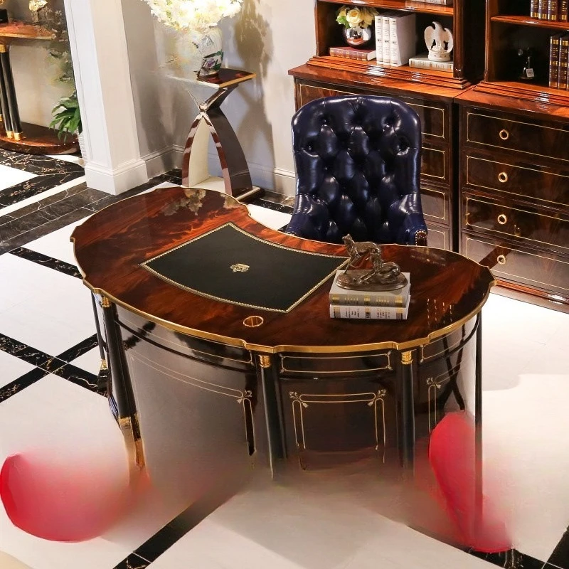 Desk shell copper leather writing desk English castle neoclassical desk furniture