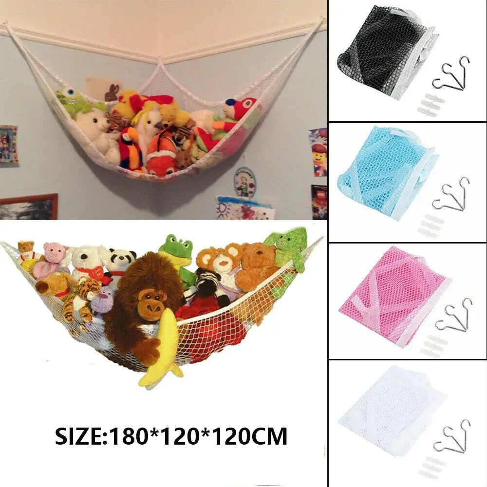 

New Polyester Plush Toys Storage Bag Large Hanging Mesh Bag Hammock Triangle Room Storage Holder Bedrooms