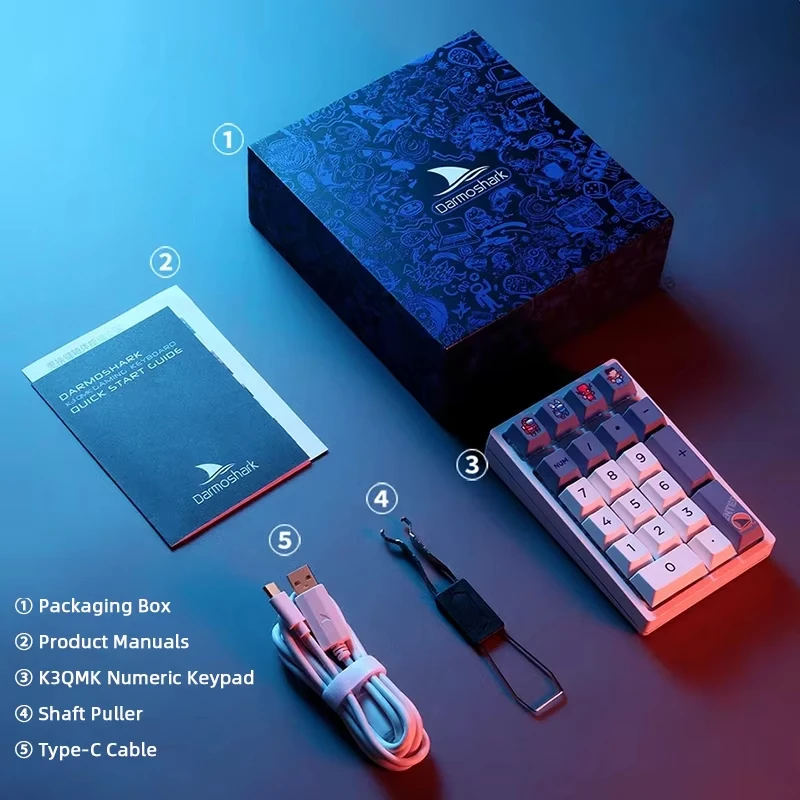 Darmoshark K3 QMK ミニ数値メカニカルキーパッド 21 キー RGB バックライトホットスワップ PC ゲーミングキーボード E スポーツラップトップアクセサリー ​