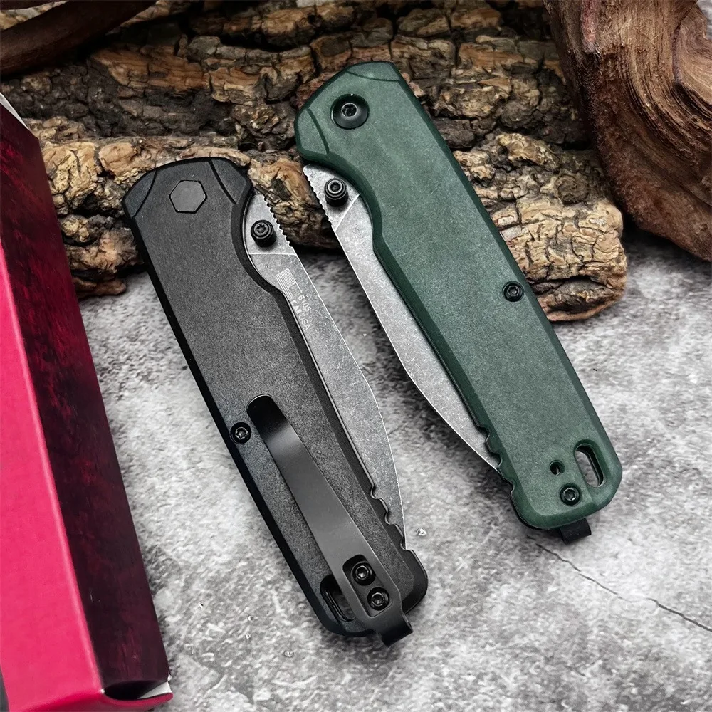 حار 6105 سكين صغير قابل للطي الأسود Stonewashed 8Cr13Mov شفرة ألياف النايلون مقبض التخييم حمل سكينة للاستعمال الخارجي بقاء أداة متعددة #5