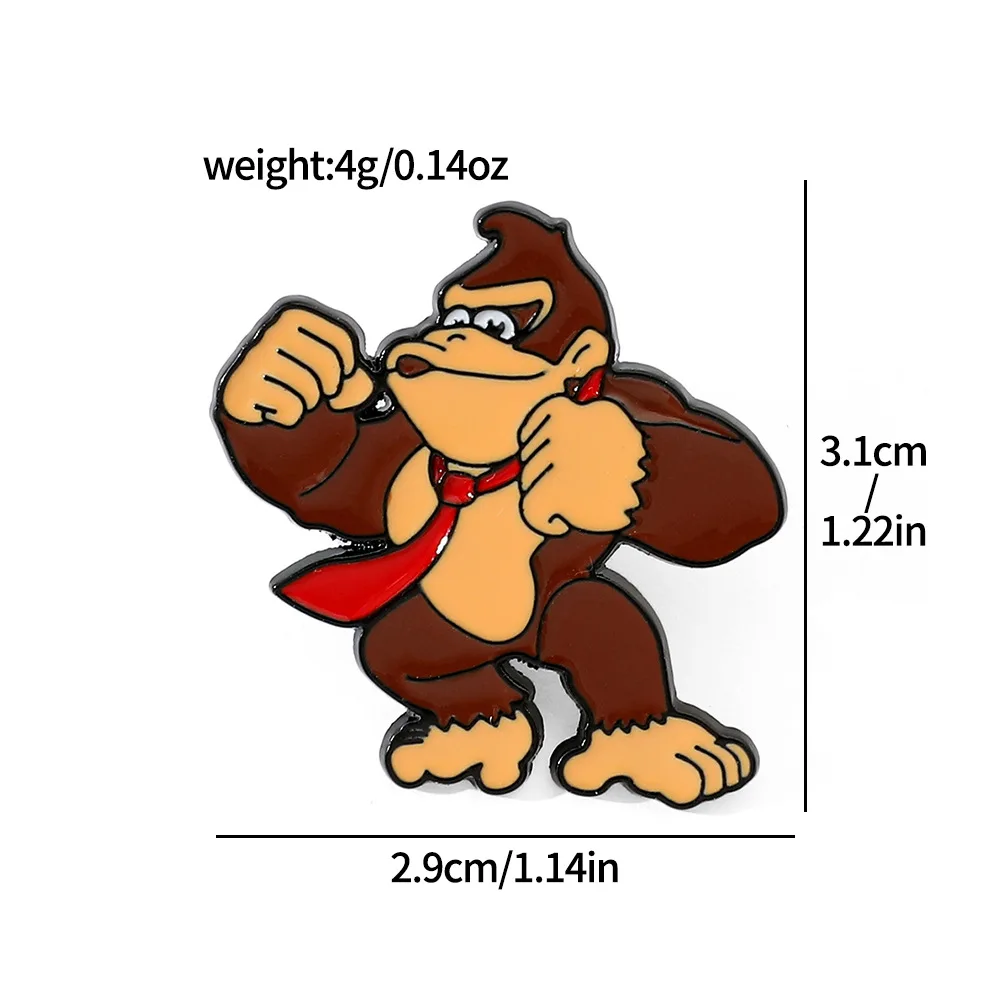 2024 new classic cartoon creative cute gorilla metal brooch game character super Mario drip oil alloy brooch accessory