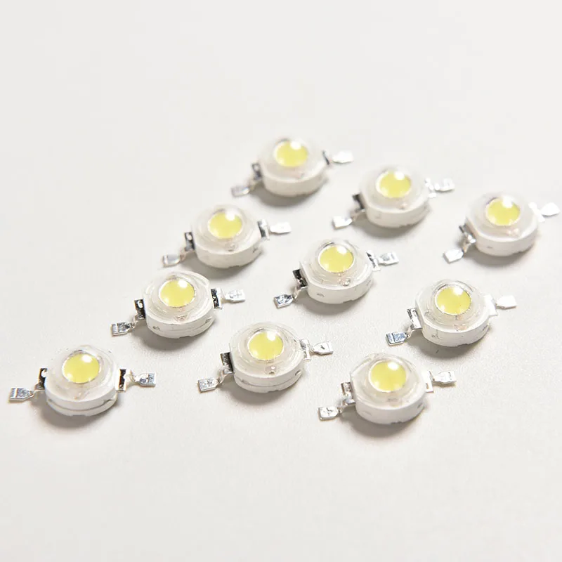 

10 шт. SMD светодиод высокой мощности, 1 Вт, чистая белая лампа, 1 Вт, бусины, ультра яркий четыре золотых провода, теплый белый, 100-110 лм