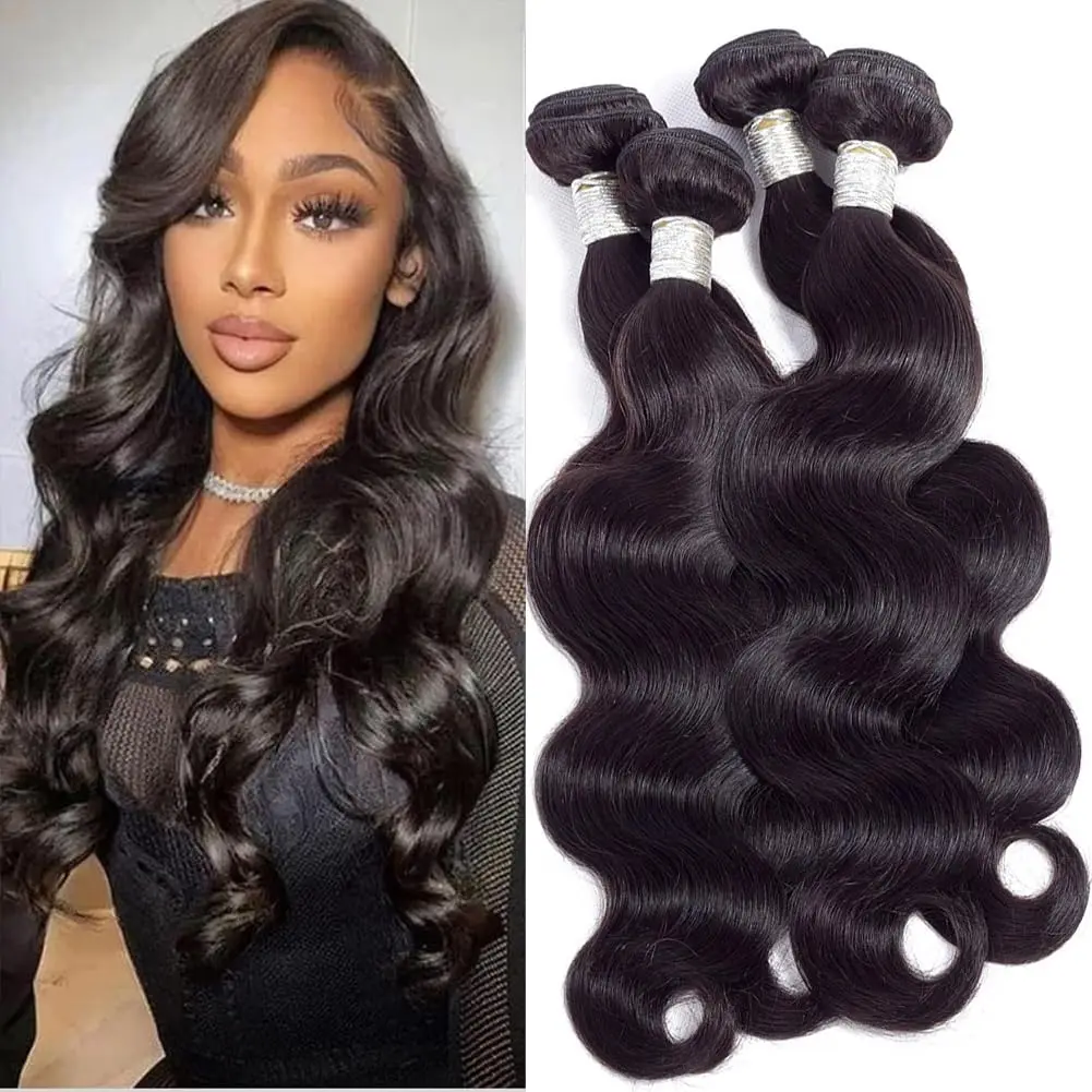 Pacotes ondulados brasileiros do cabelo humano do Weave da água para mulheres, onda do corpo, extensões do cabelo, 30 ", 32", 40 ", 3 pacotes, 4 pacotes