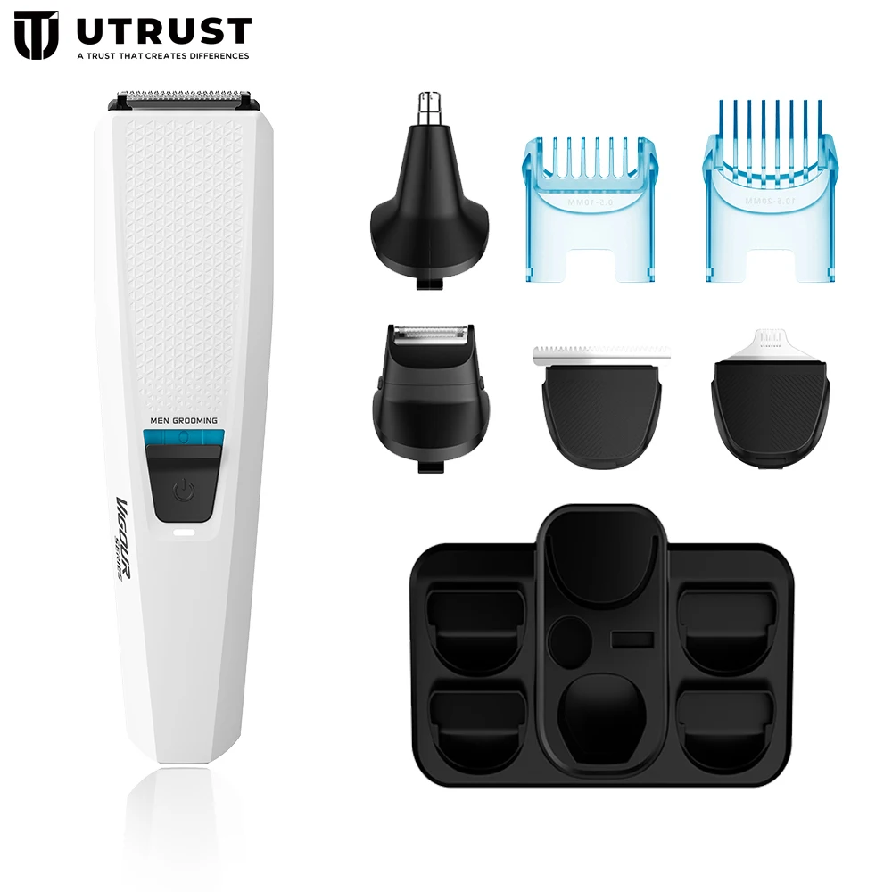 Men's 5-in-1 Grooming Kit Professional Hair Clipper Set High Speed Motor Type-C Charging 90-Min Runtime LED Display