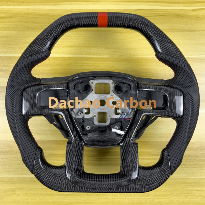 Real Carbon Fiber Steering Wheel For Ford Raptor F150 F-150 2015-2023 Ranger High Quality Leather Custom Style