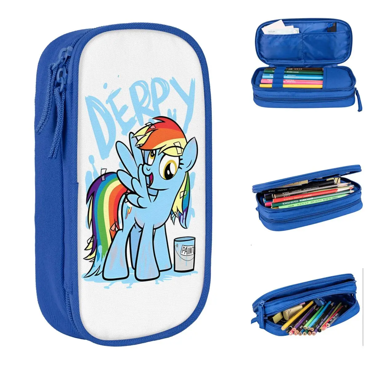 Derpy Dash-Trousse à Crayons Poneys pour Étudiant, Grands Sacs de Rangement, Cosmétiques, École