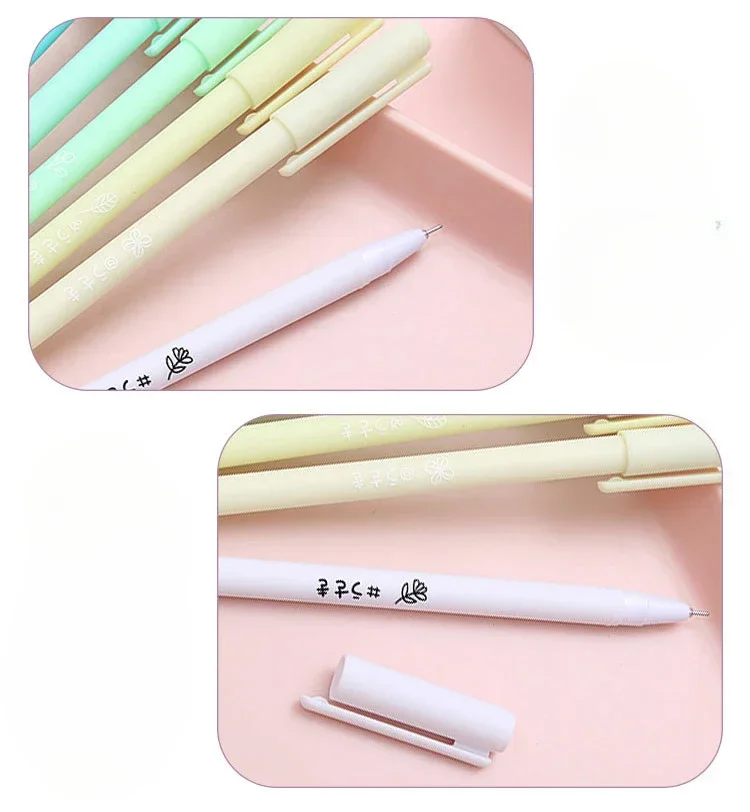 6Pcs INS Aesthetic Morandi Color Gradient Gel Pen 0.5mm Black Ink Writing Pen Kawaii Student Stationery Cute Kid School Supplies