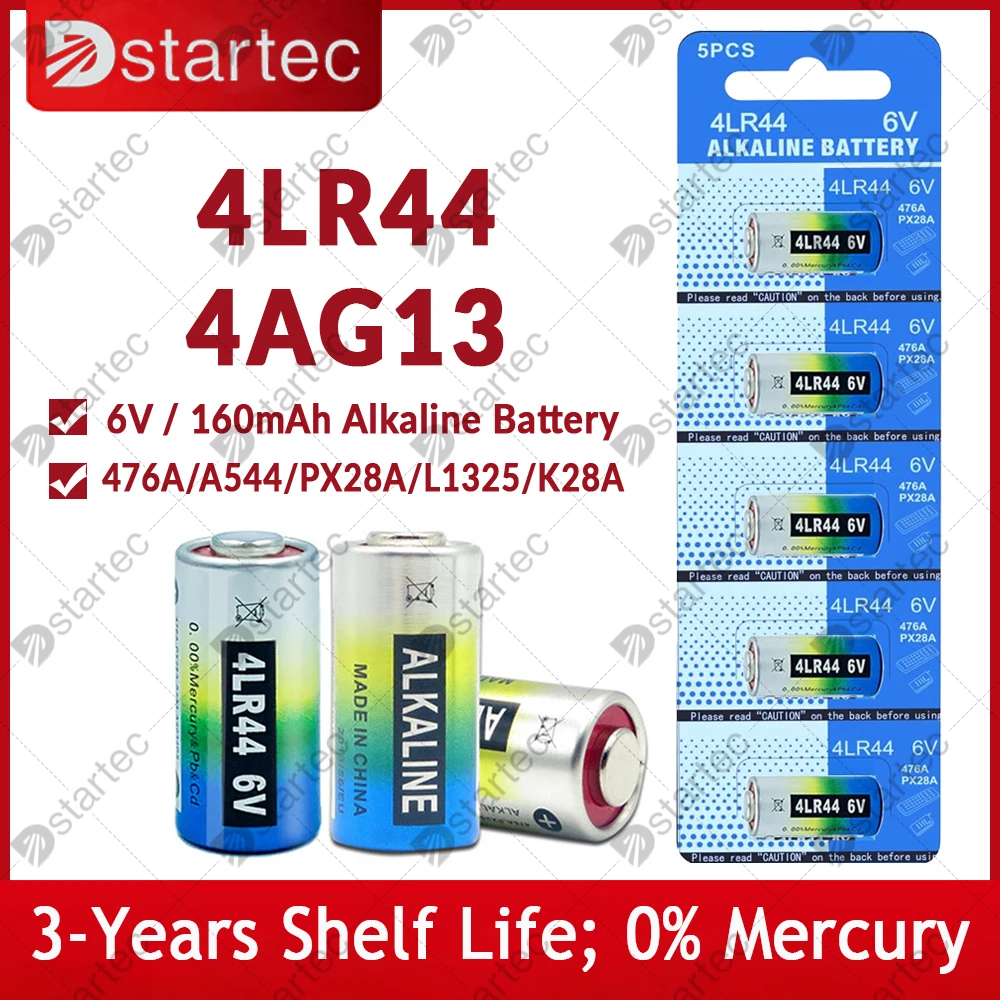 

DStartec NEW 4LR44 Battery 28A PX28A 476A A544 K28A L1325 4AG13 6V 4G13 Alkaline Batteries 160mAh for Car Remote Toys Calculator