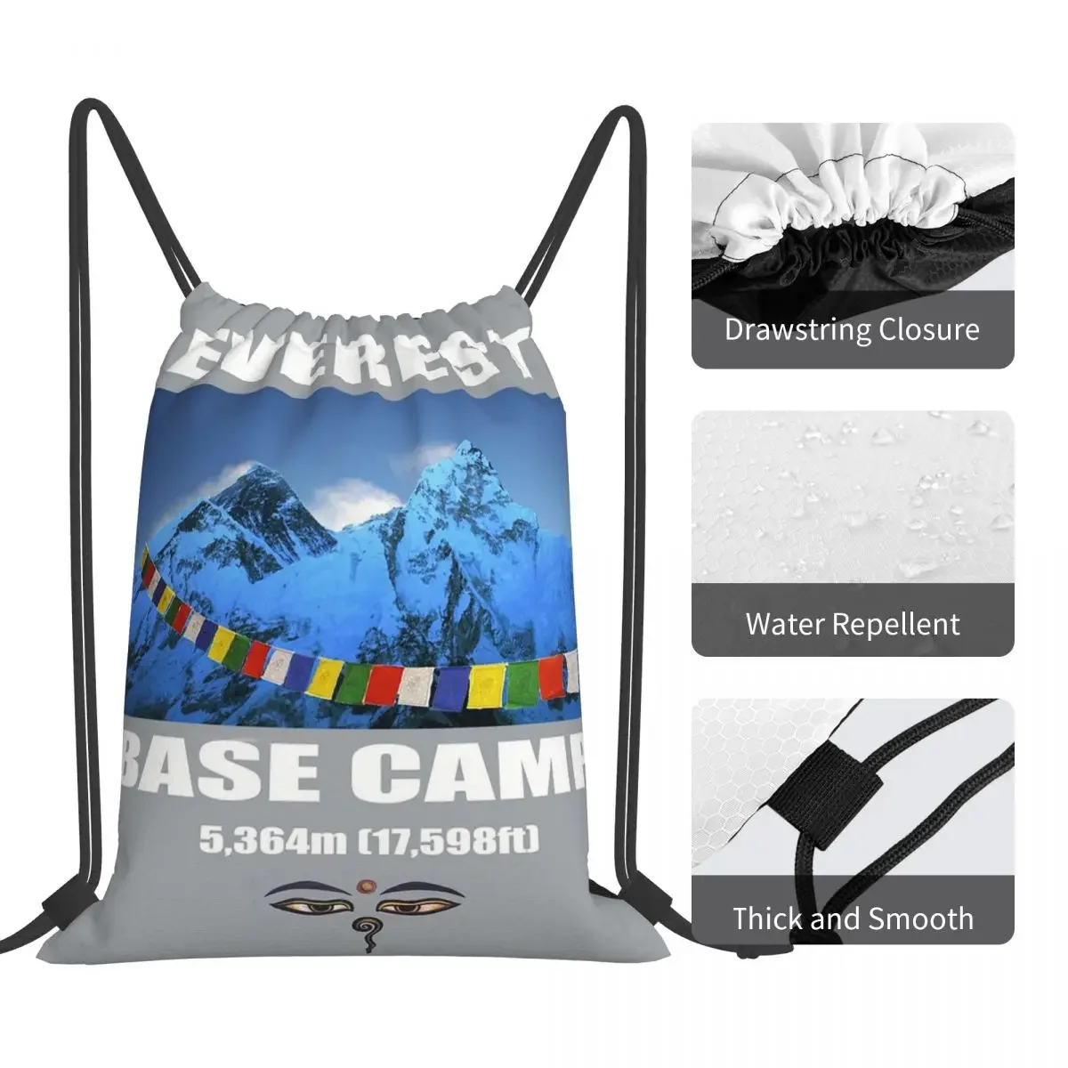 Everest Base Camp mochilas con cordón portátiles para hombres y mujeres, bolsas de moda, paquete de cordón, bolsa deportiva de bolsillo, bolsa de libros para estudiantes