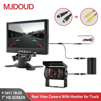 MJDOUD 7 นิ้วรถดูด้านหลังกล้องสําหรับรถบรรทุกที่จอดรถจอแสดงผล 9-36V HD ย้อนกลับกล้องหน้าจอ 1024*600 universal
