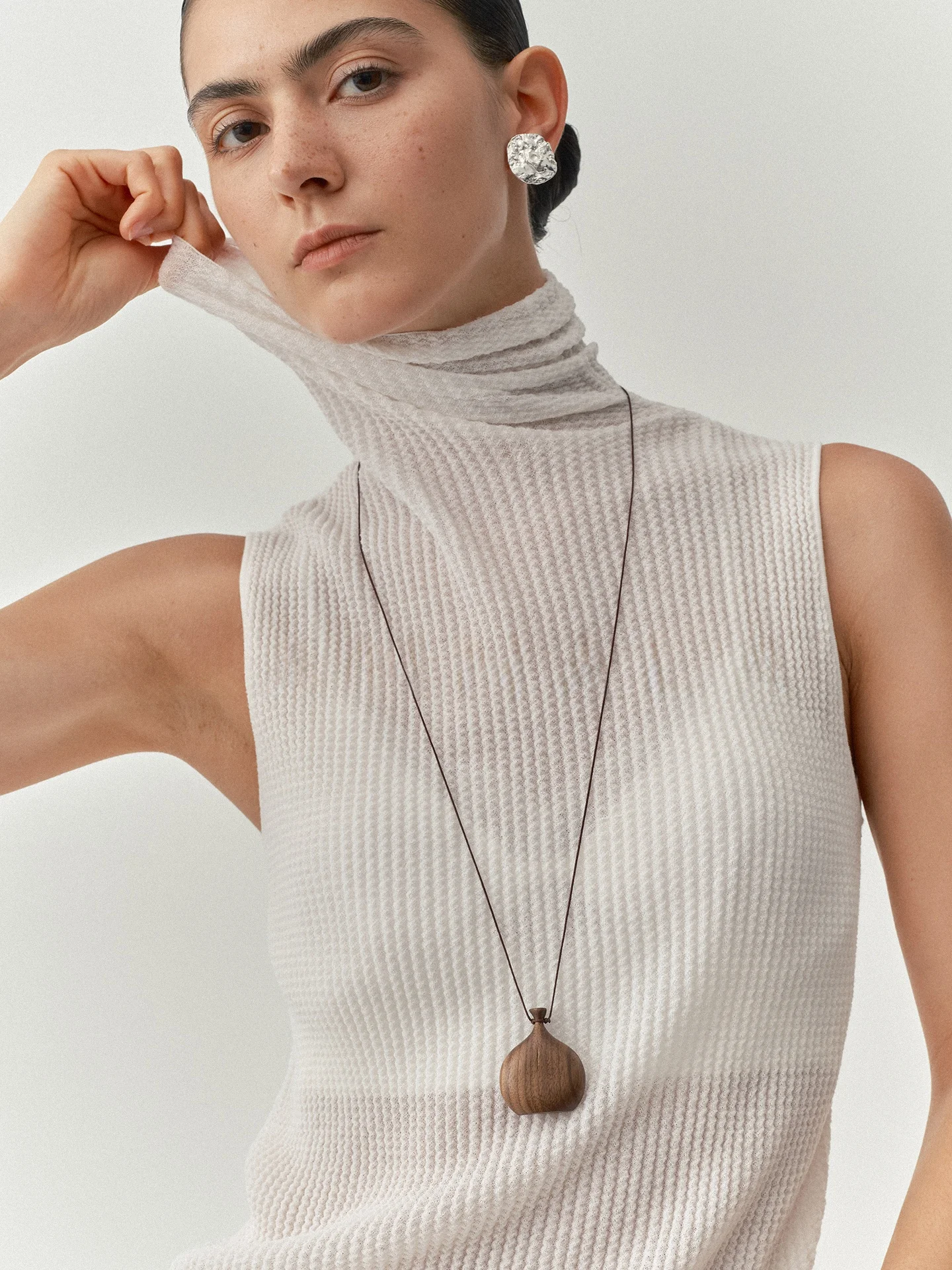 

Mannala Soft Knitted ort Sve T-irt High nce Sensation Emed Fold Design Woolen Women's Overhead Top