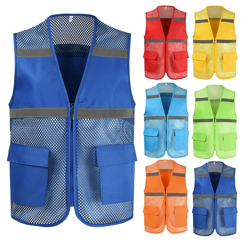 

Men's Photography Work Vest With Multi-Pockets and Reflecitve Stripes Outdoor Breathable Mesh Vest Engineer Workwear