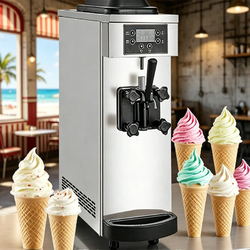 Single Head Soft Serve Ice Cream Machine Countertop Ice Cream Maker for Cafe Dessert Shop