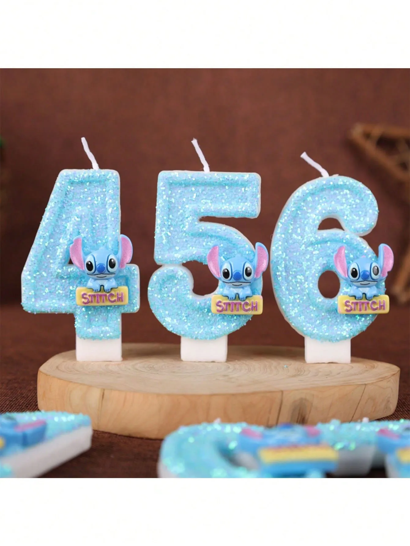 شموع أرقام عيد الميلاد من ديزني ليلو آند ستيتش (0-9) - توبر كعكة غرزة كرتونية لامعة، زينة وهدايا أعياد ميلاد الأطفال