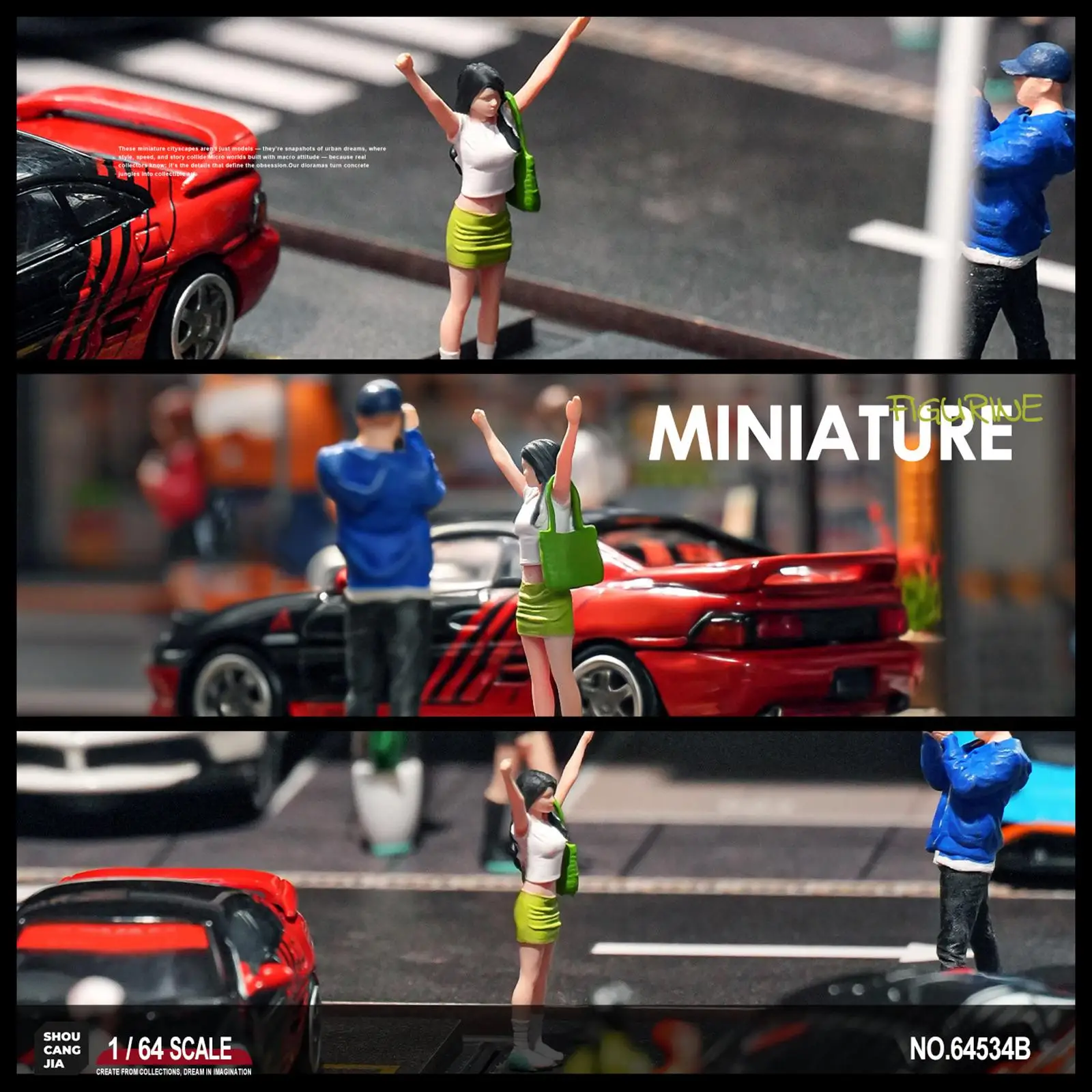 Figuras de Meninas em Miniatura 1/64, Escala 1:64, Resina Mini, Coleção Diorama, Realista para Cenário em Miniatura, Acessórios Decorativos