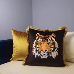 Velvet Cushion Cover Printed Tiger Leopard Decorative Pillow Covers for Bed Sofa Living Room Home Decor pillow case 45x45cm