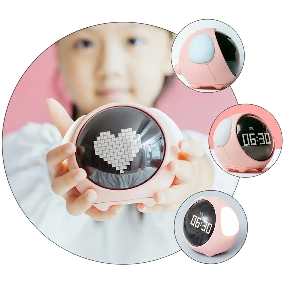 Alarm Clock Digital Display Glow Dark Light Kids Kawaii Rechargeable Practical Voice Control