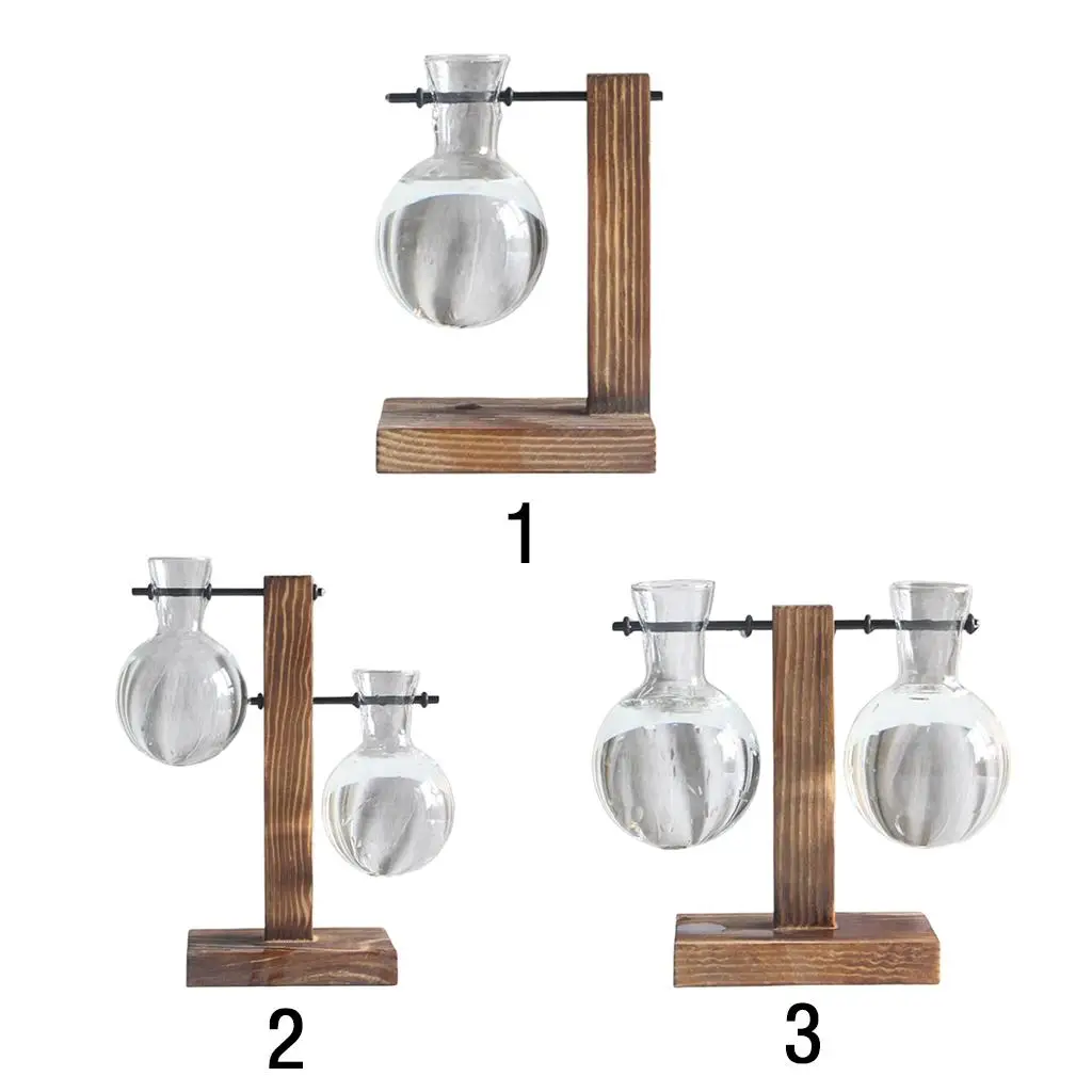 Holzständer Reagenzglas-Blumenvase für Hohe Pflanzen Hydroponische Pflanzenvase für Wohnzimmer und Geschenkpräsentation