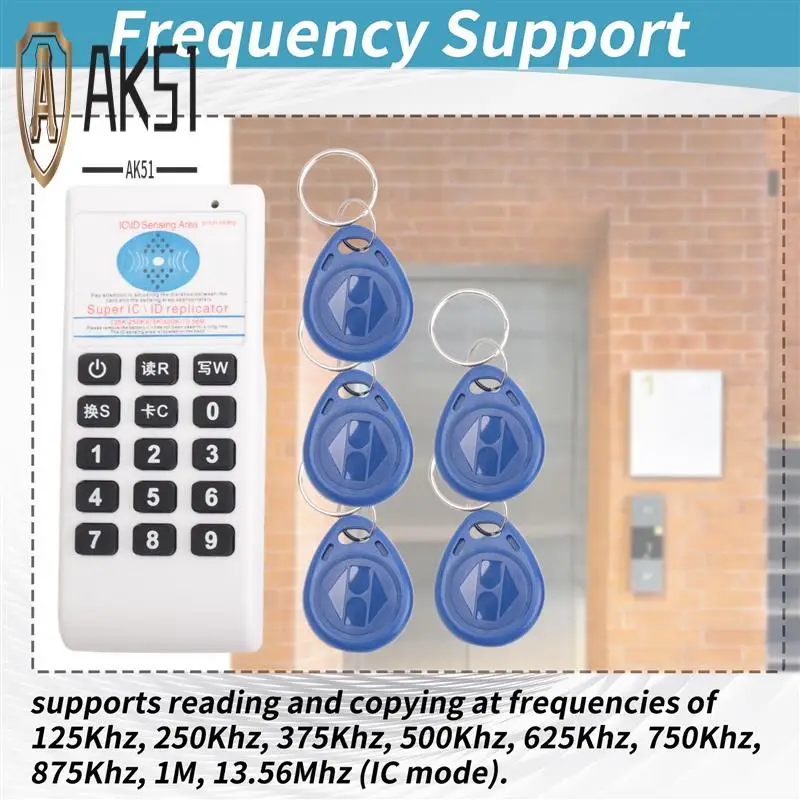 AK51-RFID Lettore e scrittore di schede IC NFC + 5XT5577 Portachiavi 125Khz-13.56MHZ Duplicatore Lettore di smart card RFID Duplicatore ID IC