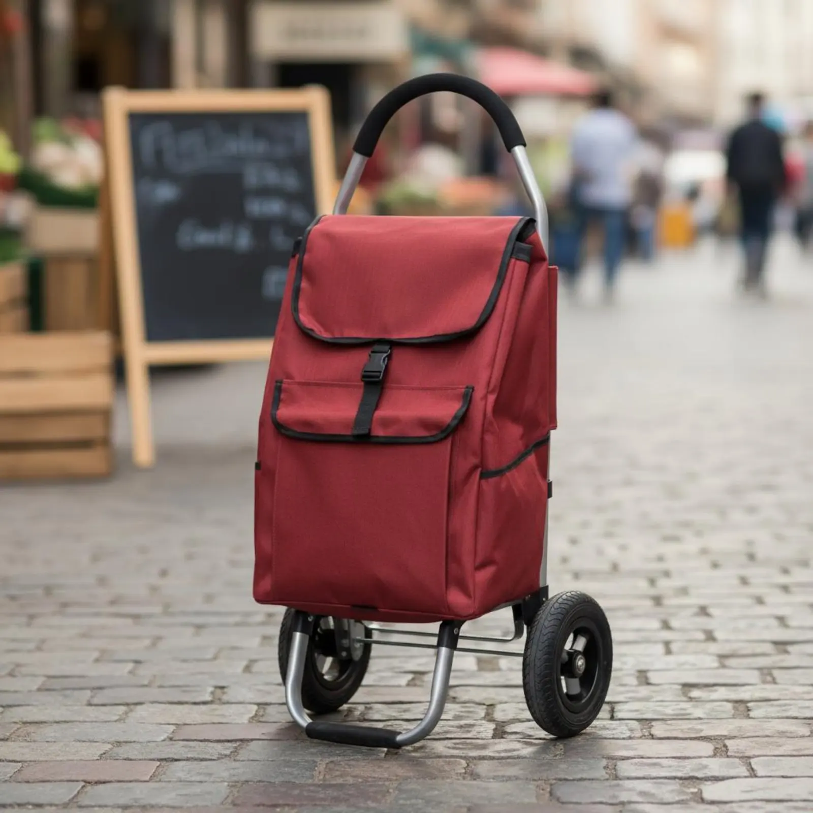 

Folding Shopping Carrier Lightweight Aluminum Frame Wheeled Provisions Trolley with Bag Individual Carrier Sturdy Duty