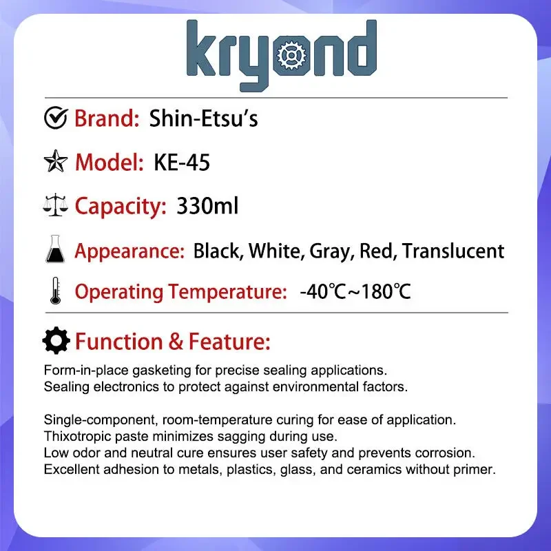 ShinEtsu KE-45-B 330 مل عزل مانع التسرب الأسود، مقاوم للماء، مثبطات اللهب