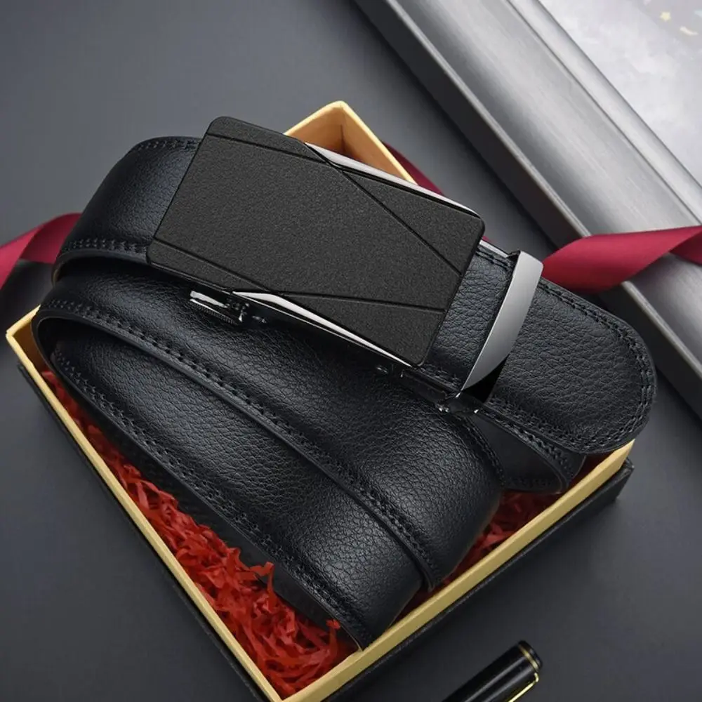 Vintage Two-layer Cowhide Genuine Leather Business Belt Luxury Design Trendy Brand Automatic Buckle Waist Belt Man Waistband