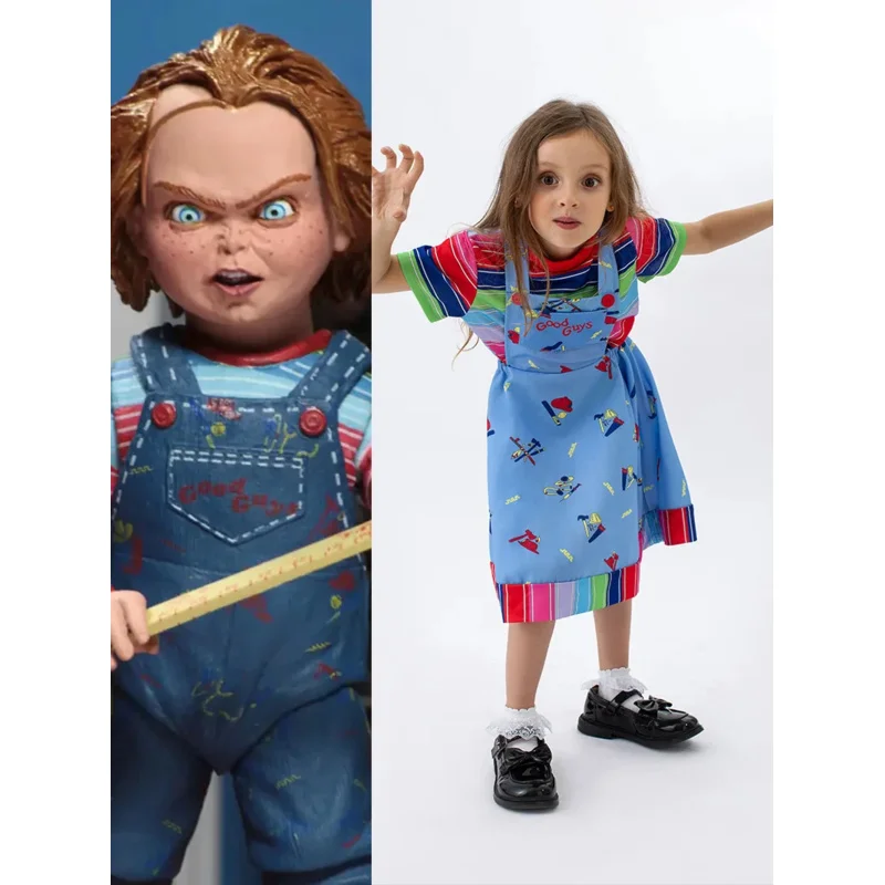AA ★   Disfraces de Cosplay de Anime para niños, disfraz de novia de Chucky Cos, monos de terror para niñas y niños, monos para fiesta de Halloween, nuevo 2025