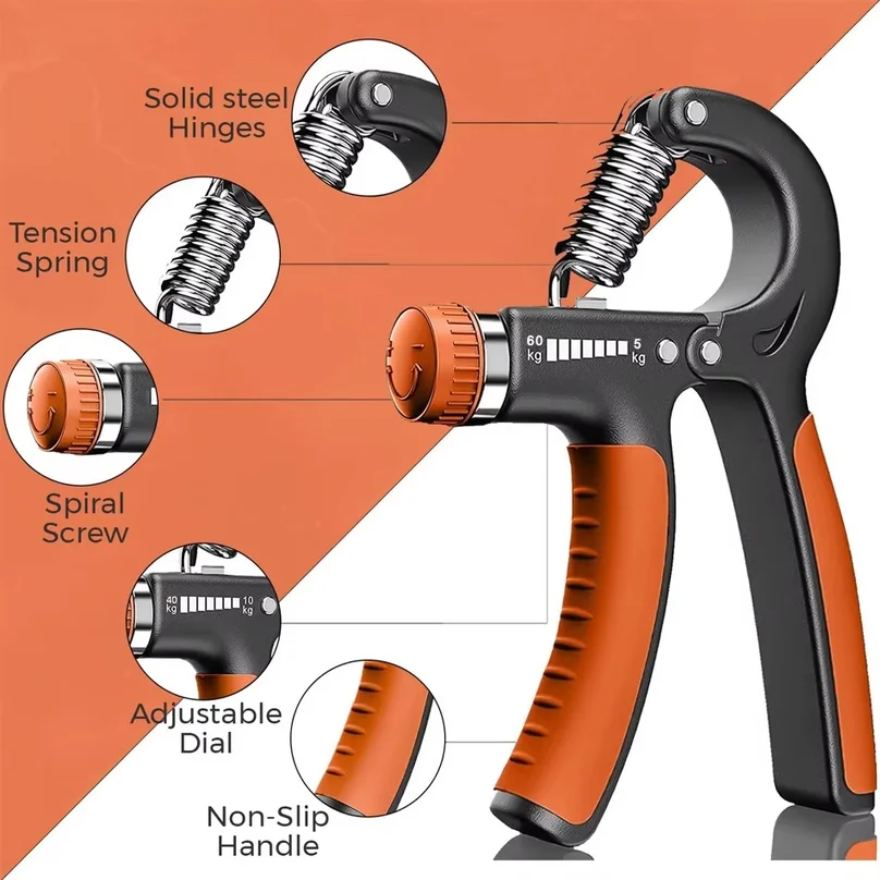 5-60Kg Gym Fitness Hand Grip Men Adjustable Finger Heavy Exerciser Strength for Muscle Recovery Hand Gripper Trainer
