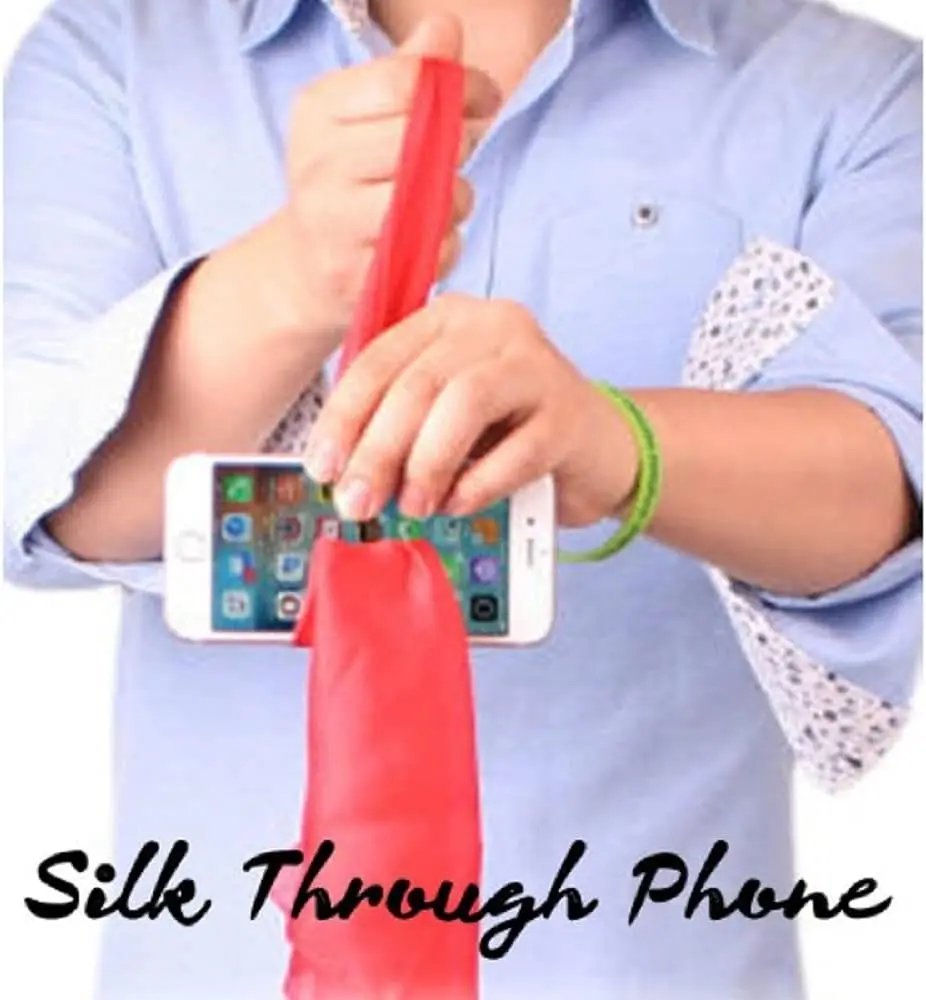 الساحر الحرير من خلال الهاتف خدعة سحرية اختراق أي هاتف مع القماش Mentalism منديل وشاح من خلال أوهام المحمول الحيل