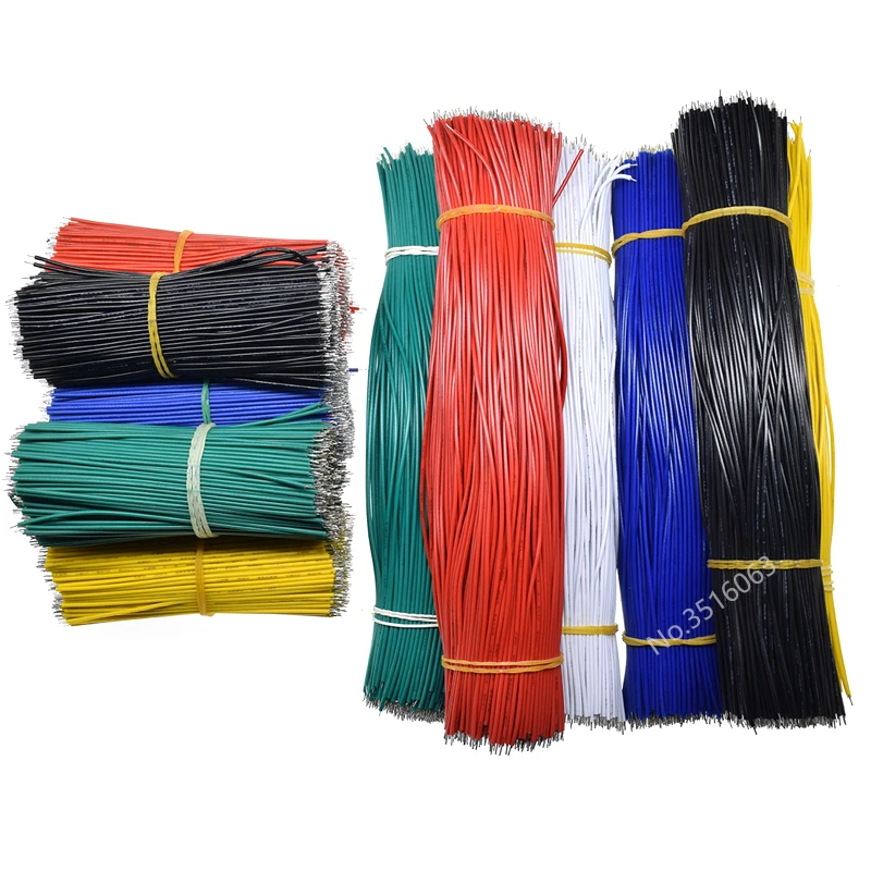 100Pcs PVC UL1007-22AWG 24/26/30AWG Tinned Electronic Wire PCB Jumper Cable 5/10/15/20cm Red Black Blue Yellow Green50/100/200mm