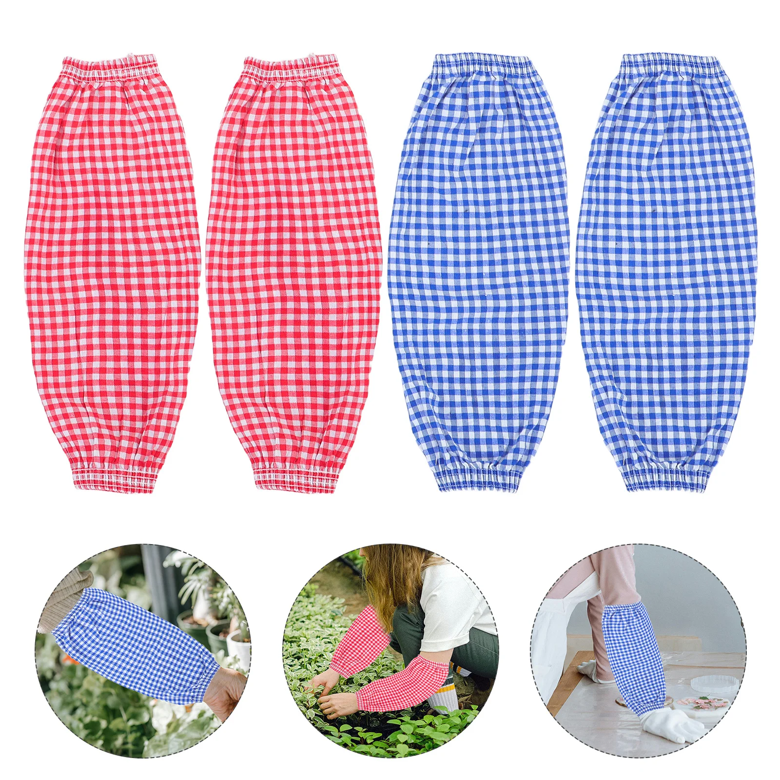 

2Pairs Practical Cleaning Oversleeves Oilproof Arm Covers Plaid Kitchen Sleeves Durable Reusable Oversleeve Oilproof Arm Covers