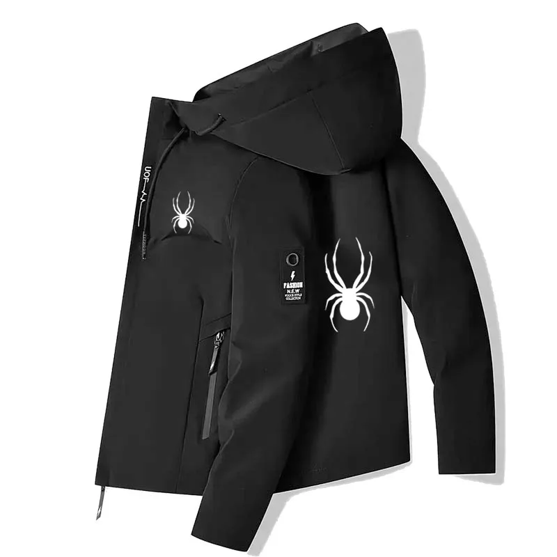 

Spring and Autumn Men's casual quality hooded baseball jacket, outdoor sports jacket top, new windproof zipper trench coat