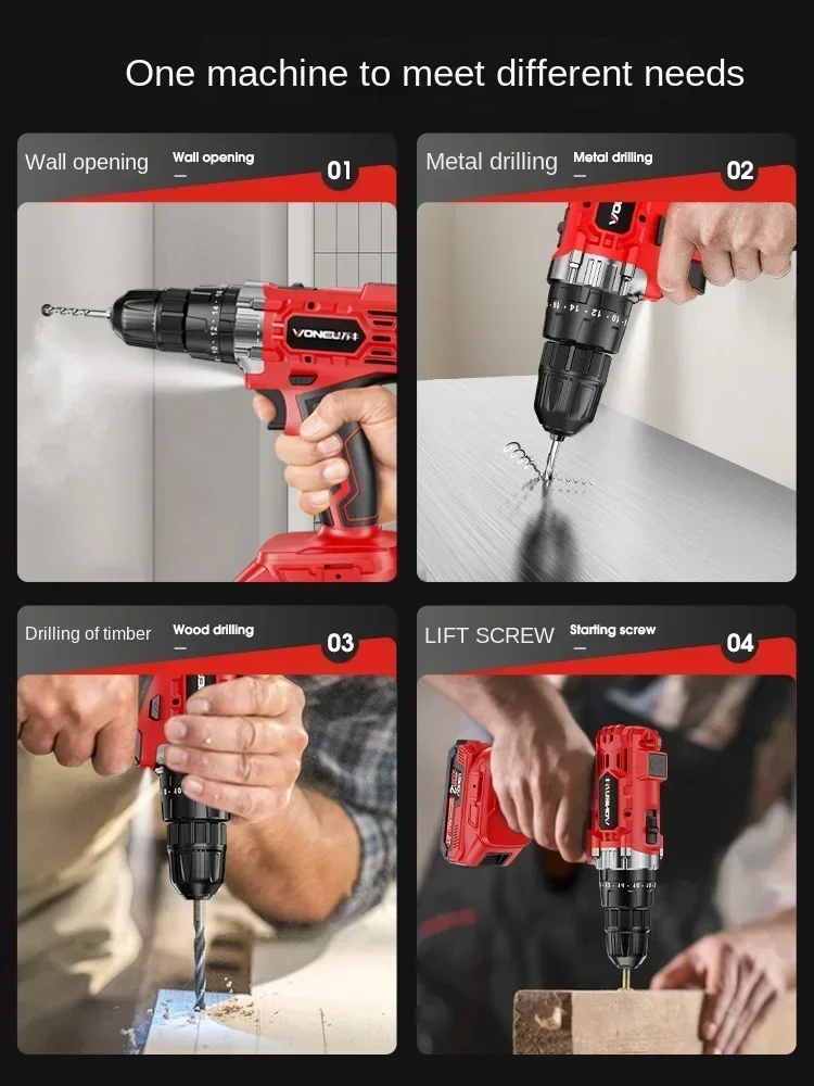 Rechargeable Electric Screwdriver with Lithium Ion Battery, Brushless Motor, Cordless Drill, and Impact Driver for Home Repair