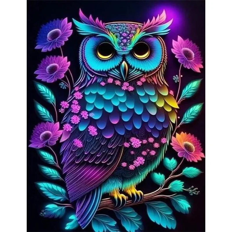 

AB Diamond Diamond Painting Cartoon Rainbow Owl Embroidery Kit Wall Decoration Hanging Painting