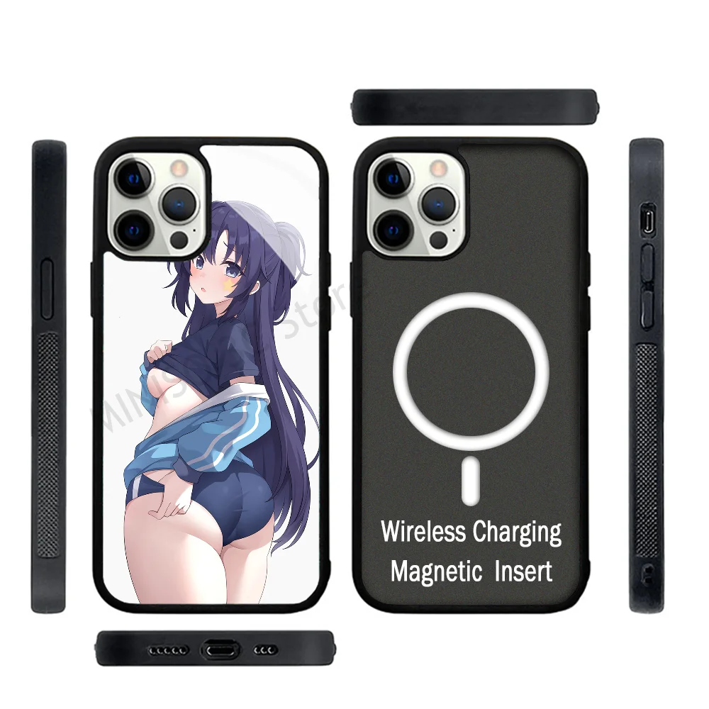 Sexy Girl Hayase Yuuka Blue Archive Game Phone Case Strong Magnetic For IPhone 15 14 13 Pro Max 11 12 Mini For Magsafe