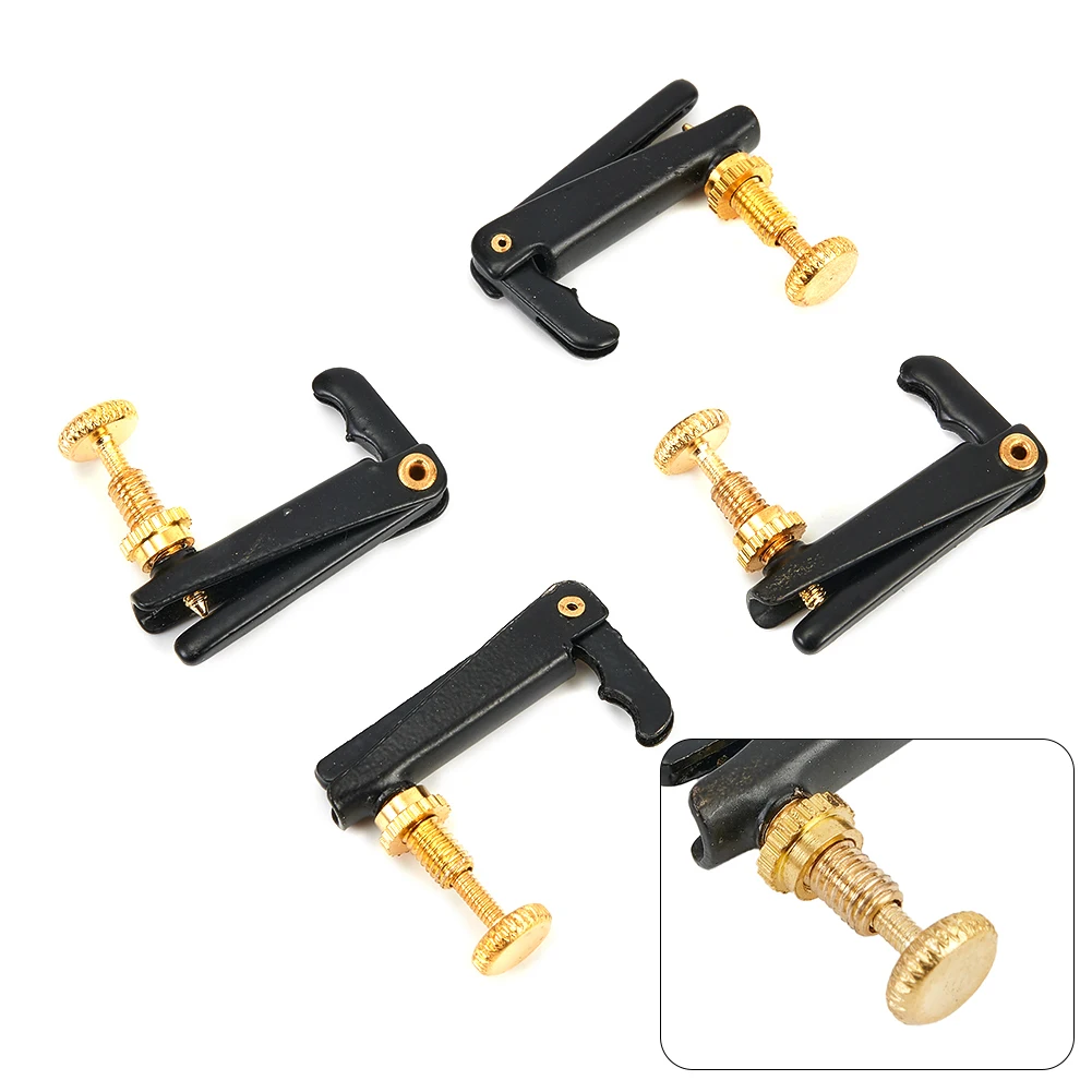 Metal Violin Fine Tuner, 4 Pcs Pack, for 3/4 4/4 Violin, Anti Rust, Special and Good Looking Design, Smooth Screw Precision