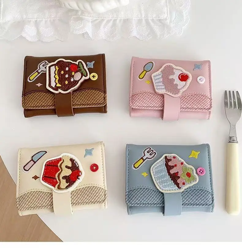 New Cute Cartoon Tri-fold Wallet for Little Girls Cute Gift Short Style Multiple Card Slots High-value ID Storage Card Bag Gift