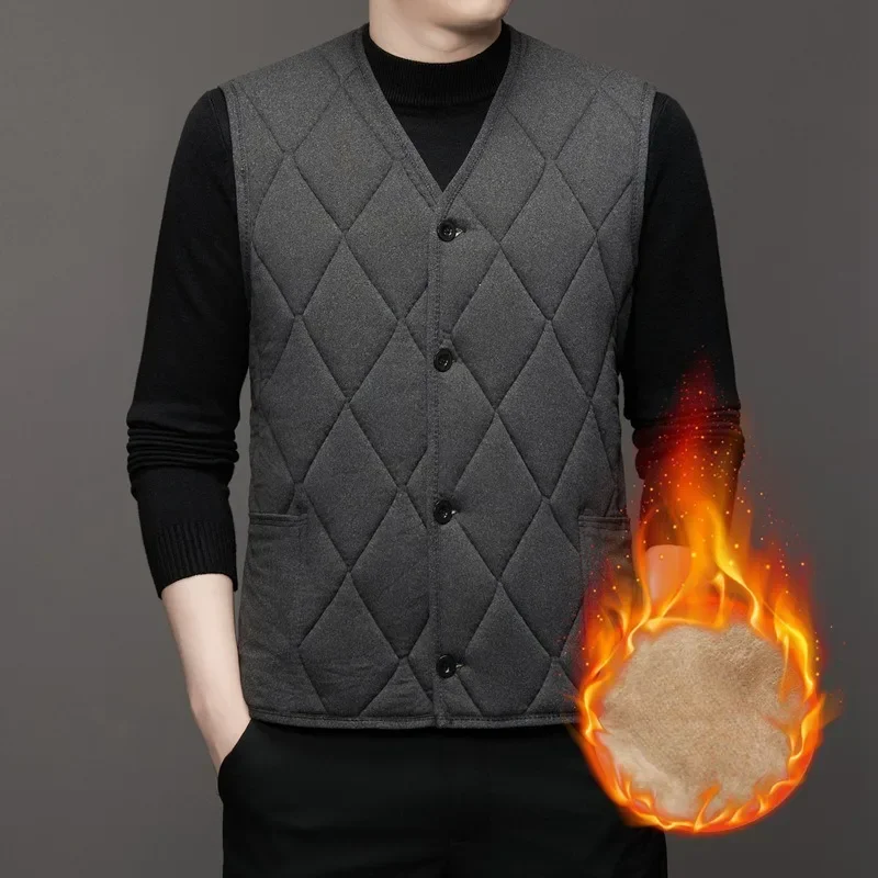 

Men's Short Autumn and Winter New Cotton Vest with Thick Camel Wool and Warm Vest