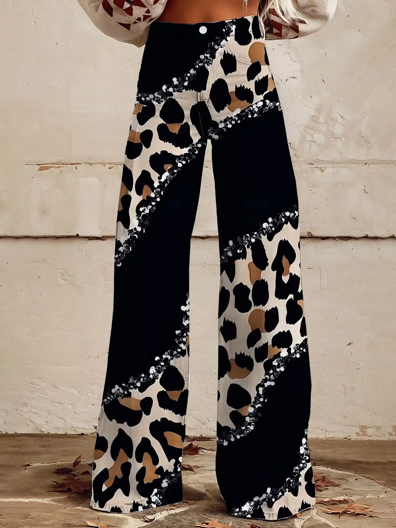 Women's new printed jeans with denim like fabric, casual fashion, Full printed large butterfly