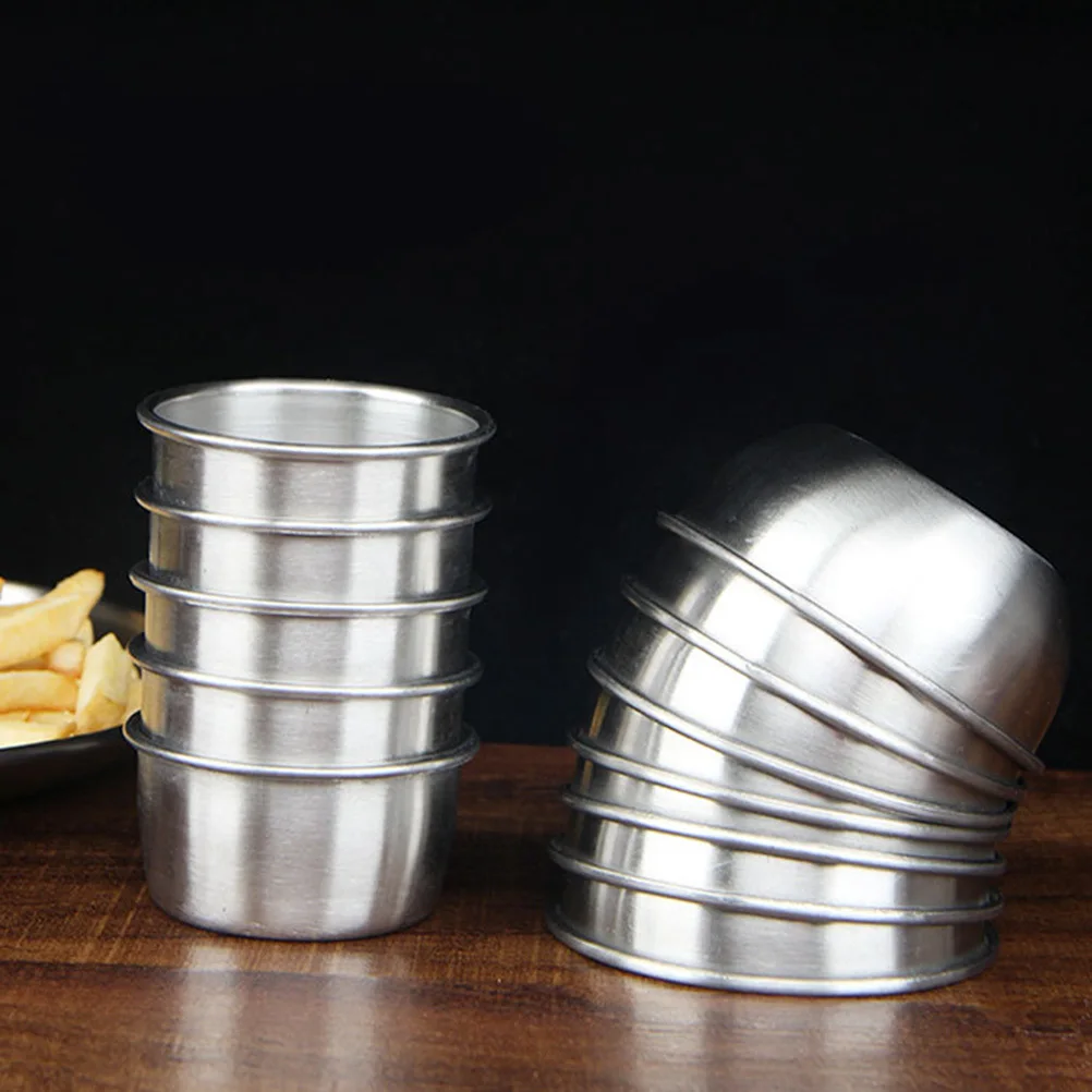 

6Pcs Stainless Steel Sauce Cups 80ml Seasoning Dishes for Food Sauce Flavor Bowls for Appetizer Dipping