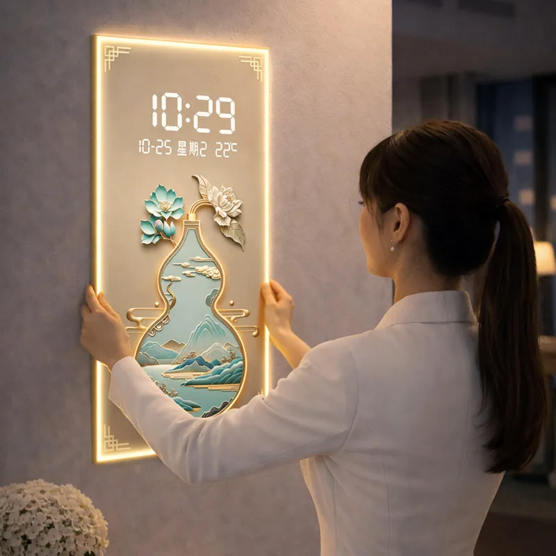 

Elegant Premium Wall Clock Unique Night Light Cute Nordic Digital Clock Living Room Modern Orologio Da Parete Home Decor Items