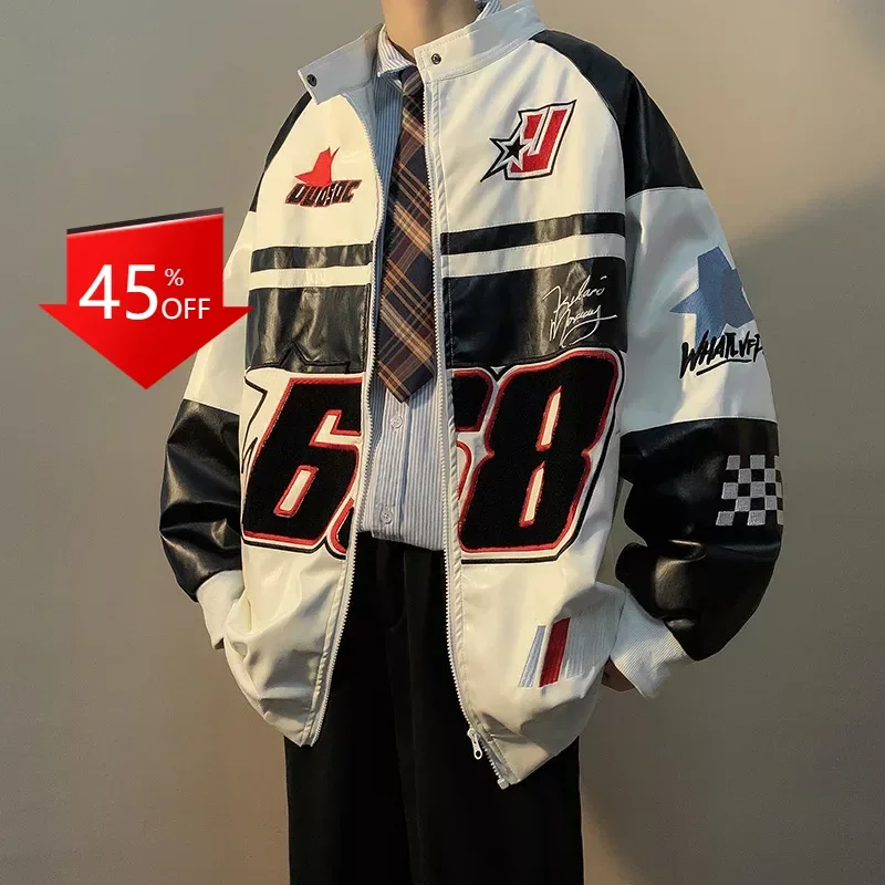 

y2k American Style Jacket Street Biker Suit Loose Plutton Handsome Top korean fashion streetwear men clothing varsity jacket