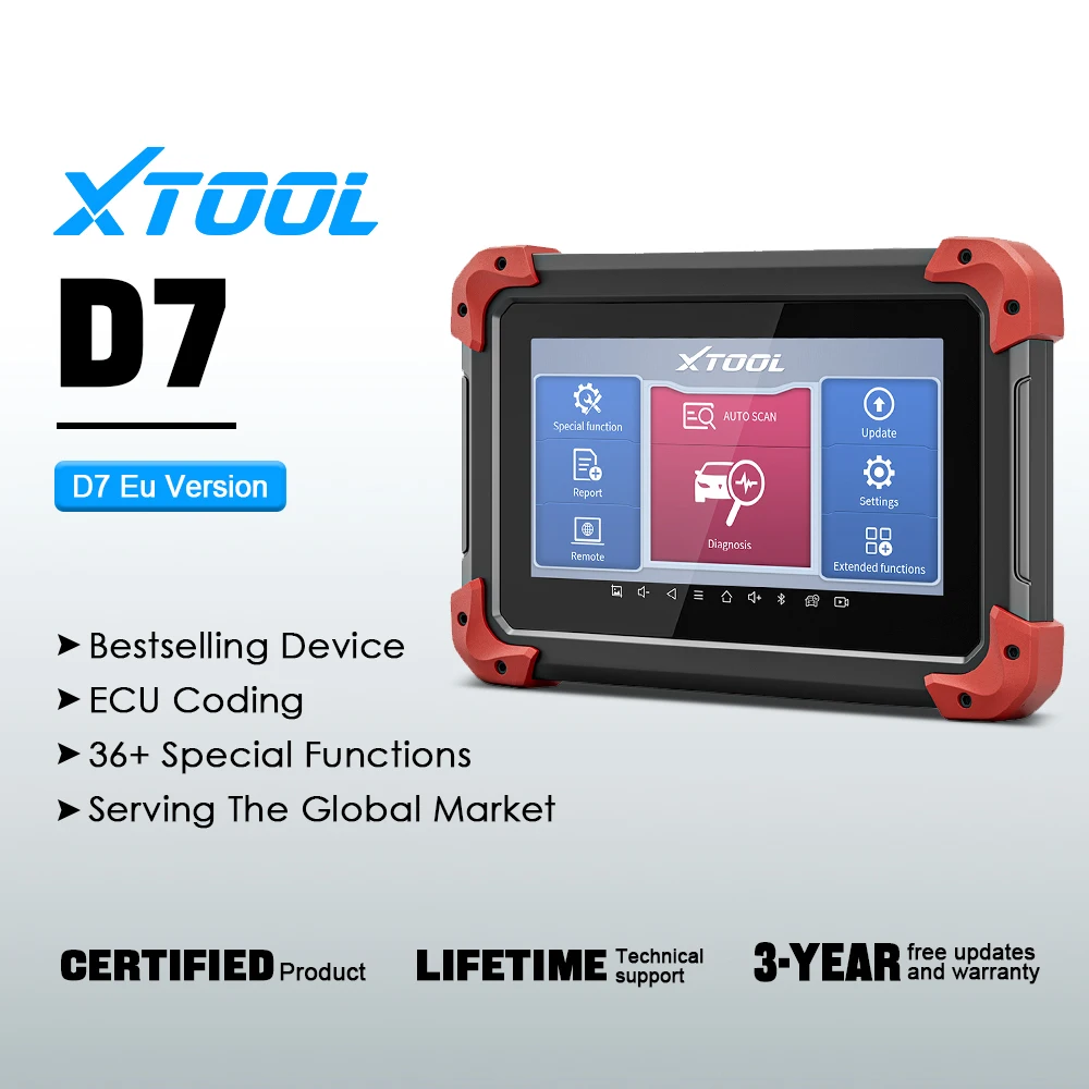 XTOOL D7 Full System Diagnostic Tool ECU Coding Bi-directional Control Automotive Scanner ABS Bleed Auto VIN Scan Free Update