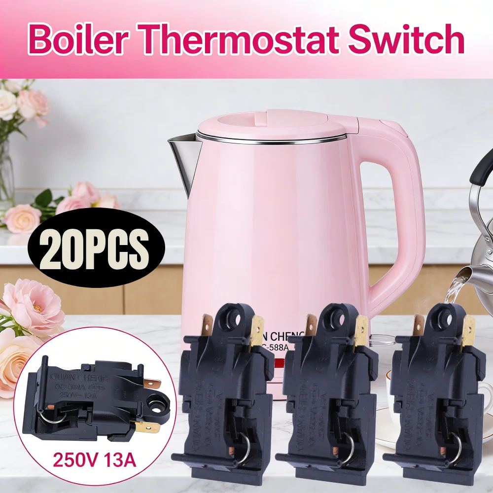 

20 шт., 13 А, 250 В, электрический чайник, переключатель давления пара, пластик, медь, простая установка, прочный универсальный аксессуар