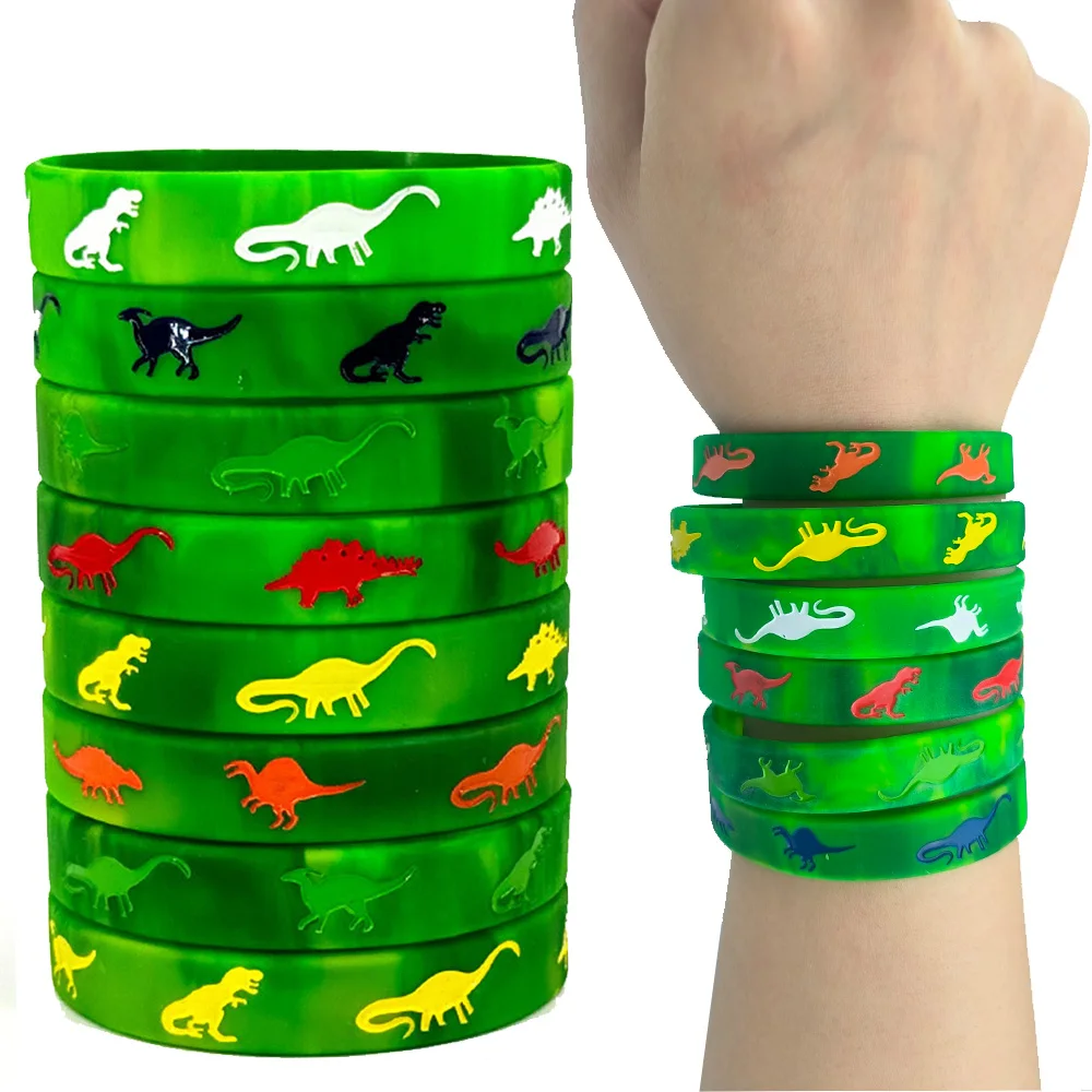 12/24/48pcs Dinosaurs Silicone Wristbands Dinosaurs Bracelets Dinosaurs World Jurassic Party Dino Theme Birthday Party Favors