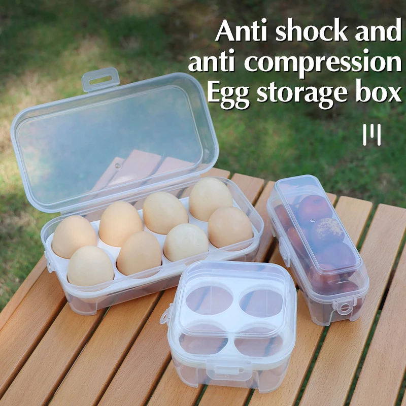 Egg Box 3/4/8 Grids Egg Holder Container For Outdoor Camping Picnic Eggs Box Case Anti-fall Egg Storage Boxes Kitchen Organizer